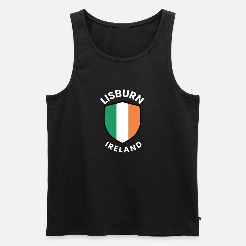 Lisburn Shield Irish Flag Tee - Männer Premium Bio Tank Top - Schwarz
