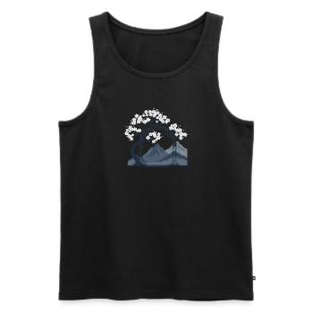 Sakura Bogen über Bergkette - Männer Premium Bio Tank Top - Schwarz - Vorne - Michal (187cm)