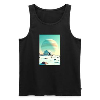 retro futuristic space landscapes 1960s aesthetic - Men's Premium Organic Tank Top - black - Front - AI Model Male 178 light (178cm)