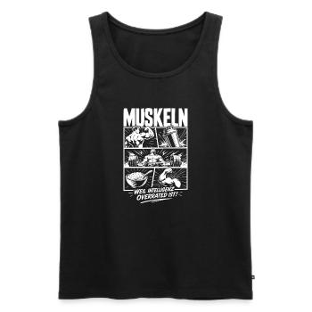 Muskeln Humor Fitness Comic Design - Männer Premium Bio Tank Top - Schwarz - Vorne - Michal (187cm)