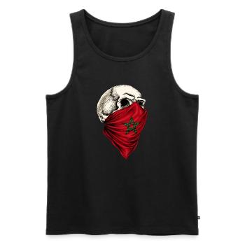 Crâne du drapeau marocain du Maroc - Débardeur bio Premium Homme - noir - Devant - AI Model Male 178 light (178cm)