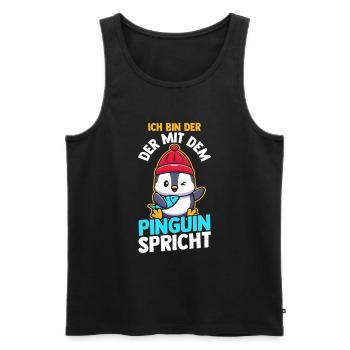 Pinguin - Männer Premium Bio Tank Top - Schwarz - Vorne - Michal (187cm)