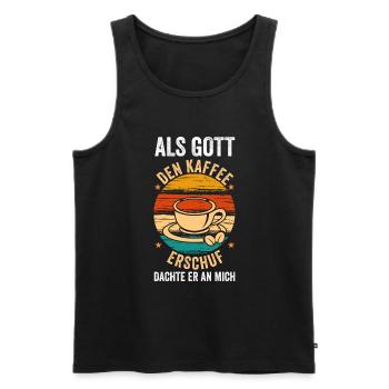 Als Gott Den Kaffee Erschuf Dachte Er An Mich - Männer Premium Bio Tank Top - Schwarz - Vorne - Michal (187cm)