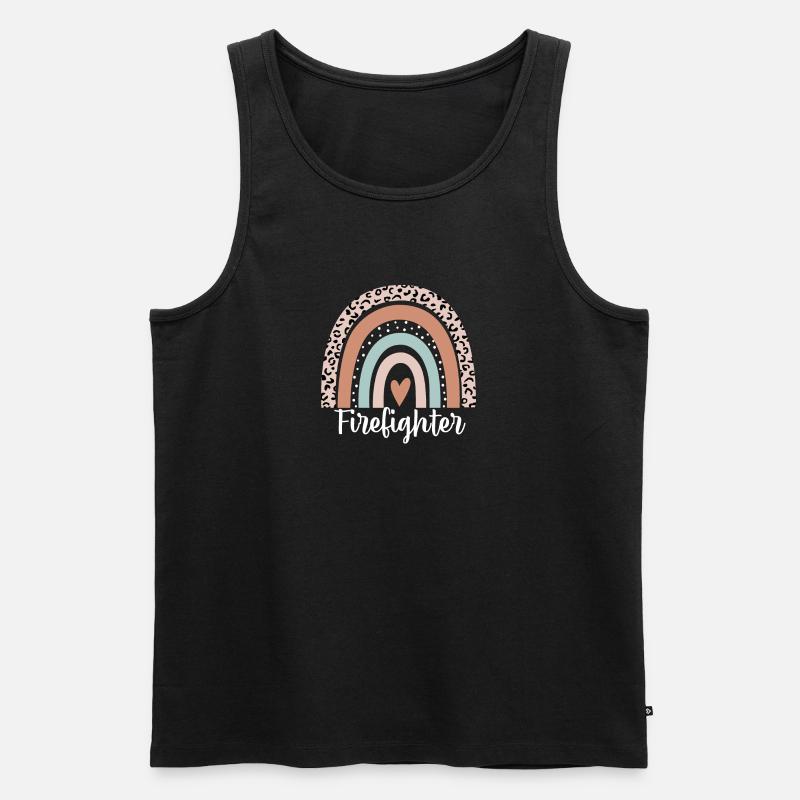 Firefighter Rainbow Leopard Funny Firefighter - Men's Premium Organic Tank Top - black