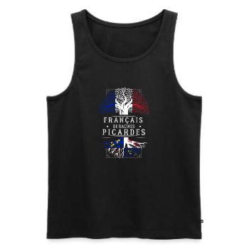Racines Picardes - Débardeur bio Premium Homme - noir - Devant - AI Model Male 178 light (178cm)