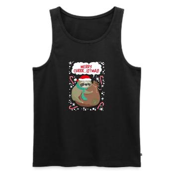 Merry Christmas Faultier T-Shirt Weihnachten sloth - Männer Premium Bio Tank Top - Schwarz - Vorne - Michal (187cm)
