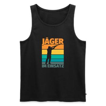 Jäger im Einsatz Jagd lustiger Spruch - Männer Premium Bio Tank Top - Schwarz - Vorne - Michal (187cm)