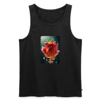 Red rose surrounded by drops of water - Men's Premium Organic Tank Top - black - Front - AI Model Male 178 light (178cm)
