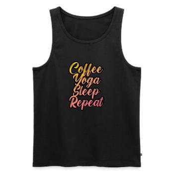 Coffee yoga sleep repeat - Men's Premium Organic Tank Top - black - Front - AI Model Male 178 light (178cm)