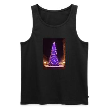 Sapin de Noël violet - Débardeur bio Premium Homme - noir - Devant - AI Model Male 178 light (178cm)