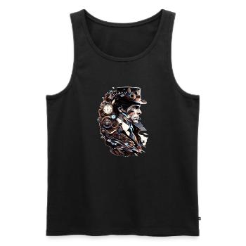 Steampunk und Technik als Vintage Zeitmaschine - Männer Premium Bio Tank Top - Schwarz - Vorne - AI Model Male 178 light (178cm)
