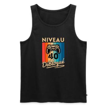 Cadeau 40 ans Anniversaire Gamer Niveau 40 Humour - Débardeur bio Premium Homme - noir - Devant - Michal (187cm)