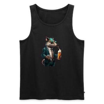Animal cool avec BIer. Style et alcool - Débardeur bio Premium Homme - noir - Devant - AI Model Male 178 light (178cm)