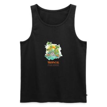 Tropisches Paradies - Männer Premium Bio Tank Top - Schwarz - Vorne - Michal (187cm)