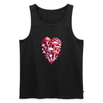 Cœur de champignons - Débardeur bio Premium Homme - noir - Devant - AI Model Male 178 light (178cm)
