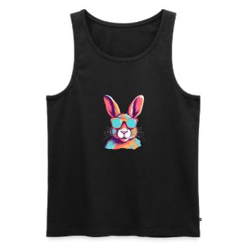 Greg der bebrillte Hase - Männer Premium Bio Tank Top - Schwarz - Vorne - AI Model Male 178 light (178cm)