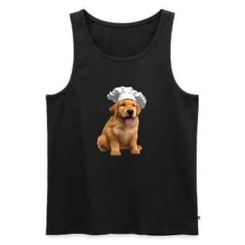 Golden Retriever Chiens Gastronom Puppy Cooking - Débardeur bio Premium Homme - noir - Devant - Michal (187cm)
