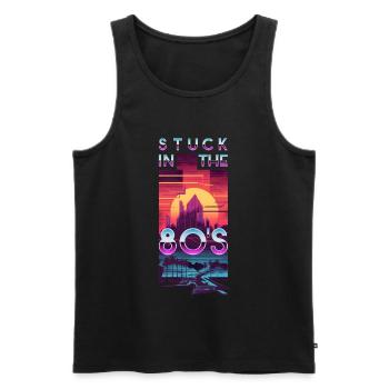 Retro Synthwave Sunset - Men's Premium Organic Tank Top - black - Front - AI Model Male 178 light (178cm)