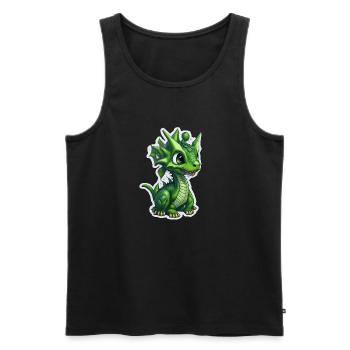 Bébé dragon, mignon, heureux, souriant - Débardeur bio Premium Homme - noir - Devant - Michal (187cm)
