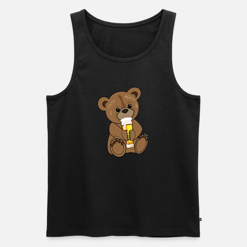 Teddybär mit Bier - Männer Premium Bio Tank Top - Schwarz