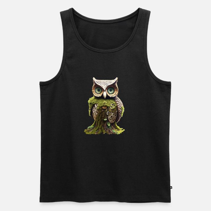 Hölzerne Eule - Männer Premium Bio Tank Top - Schwarz