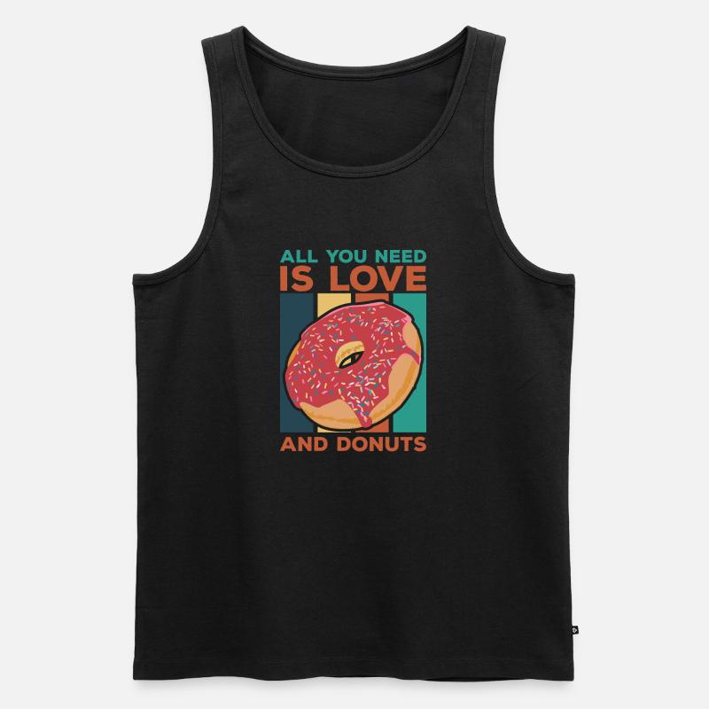 Liebe und Donuts - Männer Premium Bio Tank Top - Schwarz