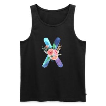 Lettre x watercolor - Débardeur bio Premium Homme - noir - Devant - AI Model Male 178 light (178cm)