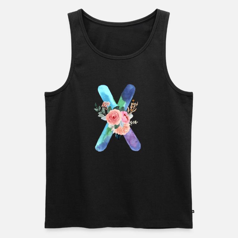 Buchstabe x Aquarell - Männer Premium Bio Tank Top - Schwarz