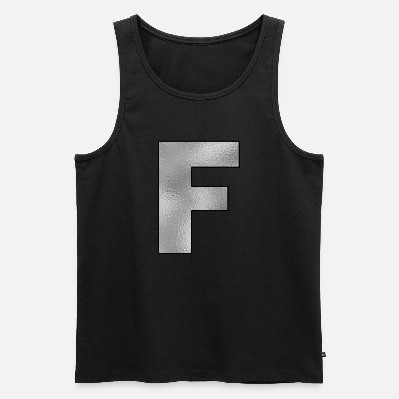 Buchstabe F Silber - Männer Premium Bio Tank Top - Schwarz