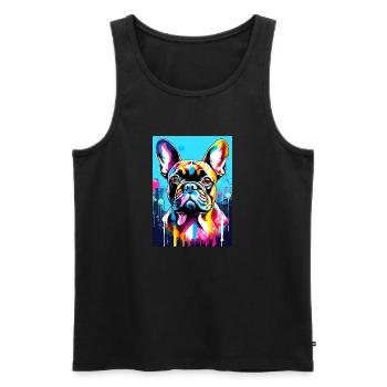 Bulldog peinture Bouledogue français - Débardeur bio Premium Homme - noir - Devant - Michal (187cm)