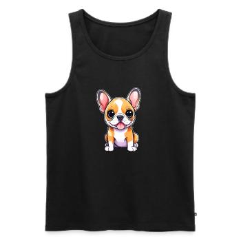 Chiot mignon bouledogue Français - Débardeur bio Premium Homme - noir - Devant - AI Model Male 178 light (178cm)