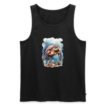 Sea's turtle under water - Men's Premium Organic Tank Top - black - Front - Michal (187cm)