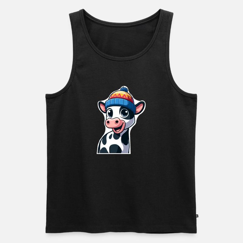 Kälbchen mit Mütze - Männer Premium Bio Tank Top - Schwarz