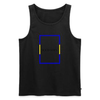 Sweden, Sweden, Statement lettering with flag - Men's Premium Organic Tank Top - black - Front - Michal (187cm)