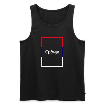 Serbia Србија, Statement lettering with flag - Men's Premium Organic Tank Top - black - Front - Michal (187cm)