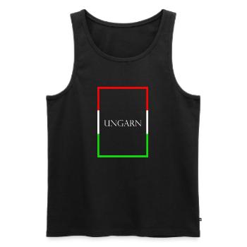 Hungary Statement Lettering with Flag - Men's Premium Organic Tank Top - black - Front - AI Model Male 178 light (178cm)
