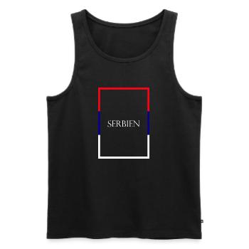 Serbia Србија, Statement lettering with flag - Men's Premium Organic Tank Top - black - Front - Michal (187cm)