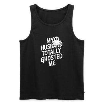 Mein Mann hat mich geghostet - Lustiges Halloween-Geisterwortspiel - Männer Premium Bio Tank Top - Schwarz - Vorne - AI Model Male 178 light (178cm)