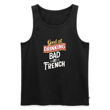 Bon pour boire mais mauvais en français - Débardeur bio Premium Homme - noir - Devant - Michal (187cm)