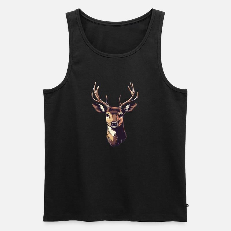Hirsch Kopf - Männer Premium Bio Tank Top - Schwarz
