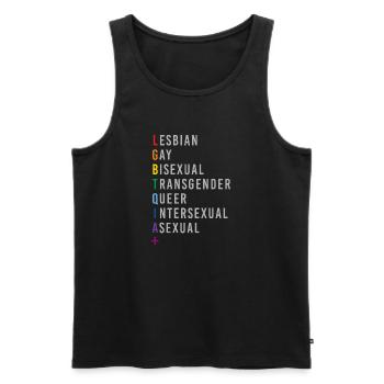 LGBTQIA+ Love Rainbow Flag Genders - Men's Premium Organic Tank Top - black - Front - AI Model Male 178 light (178cm)