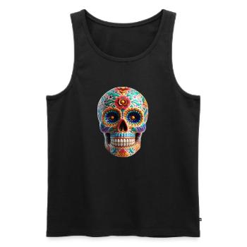 Sugar Skull - Men's Premium Organic Tank Top - black - Front - AI Model Male 178 light (178cm)
