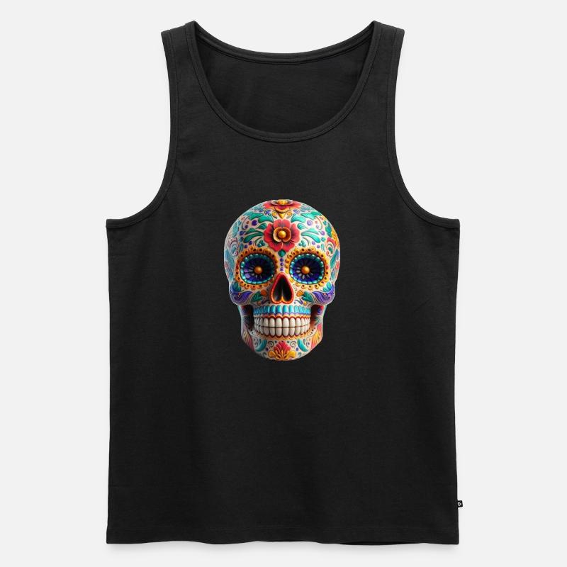 Zuckerschädel - Männer Premium Bio Tank Top - Schwarz