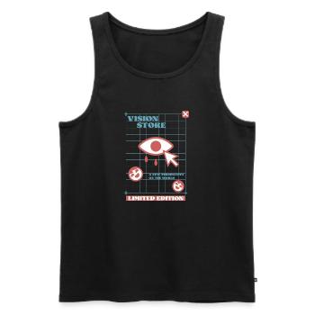 Vision Store - Men's Premium Organic Tank Top - black - Front - AI Model Male 178 light (178cm)