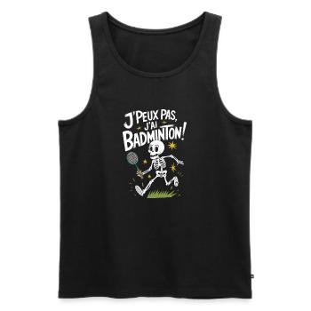 J'peux pas j'ai Badminton - Débardeur bio Premium Homme - noir - Devant - Michal (187cm)