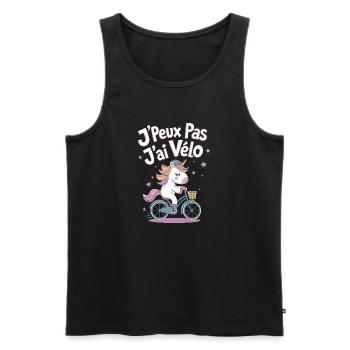 J'peux pas j'ai vélo - Débardeur bio Premium Homme - noir - Devant - Michal (187cm)