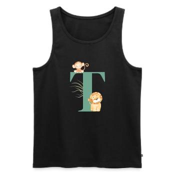Letter t green jungle animals - Men's Premium Organic Tank Top - black - Front - AI Model Male 178 light (178cm)