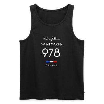 Das Leben ist besser in SAINT-MARTIN Nummer 978 - Männer Premium Bio Tank Top - Schwarz - Vorne - AI Model Male 178 light (178cm)