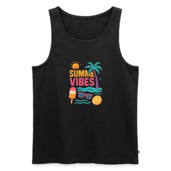 Summer Vibes - Men's Premium Organic Tank Top - black - Front - AI Model Male 178 light (178cm)