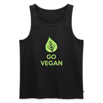Go Vegan - Männer Premium Bio Tank Top - Schwarz - Vorne - AI Model Male 178 light (178cm)